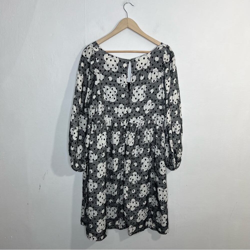 ANTHROPOLOGIE by Jane Black White Textured Floral Babydoll Dress Size 16 - Picture 5 of 16